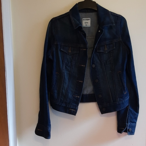 Old Navy Denim Trucker Jacket Dark Wask Worn Look - Picture 12 of 12